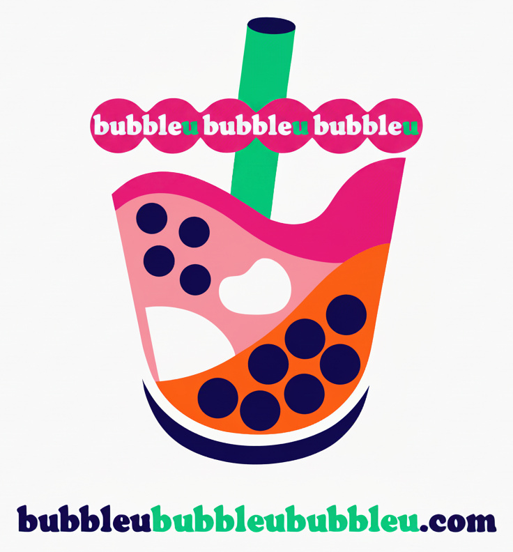 bubbleububbleububble.com logo — a boba cup with the wordmark above it